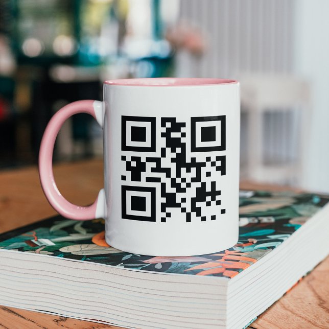 Mug de code QR personnalisé avec poignée rose (Créateur téléchargé)