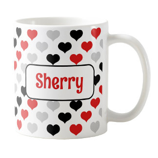 Mug de coeur rouge noir personnalisé