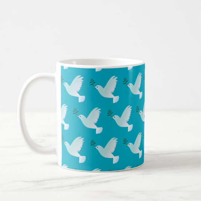 Mug de colombe à motifs (bleu) (Gauche)