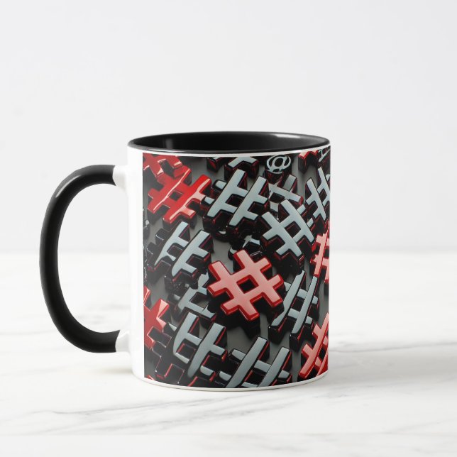 Mug de conception abstraite rouge et noire (Gauche)