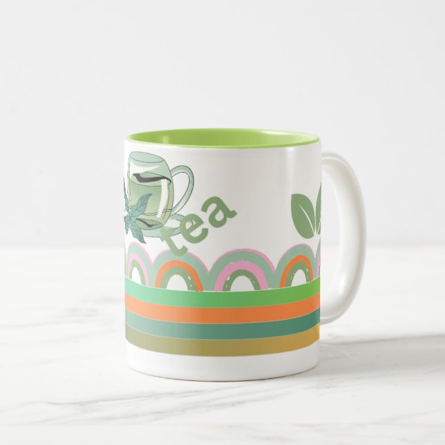Mug de conception géométrique avec Accent Feuille  (Devant droit)