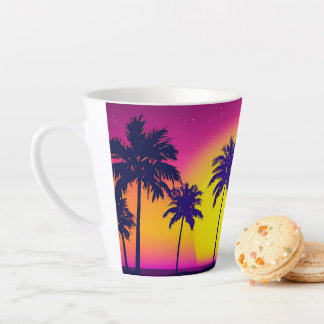 Mug de coucher de soleil tropical avec palmiers tl