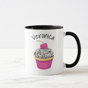 Mug de cupcake rose mignon personnalisé