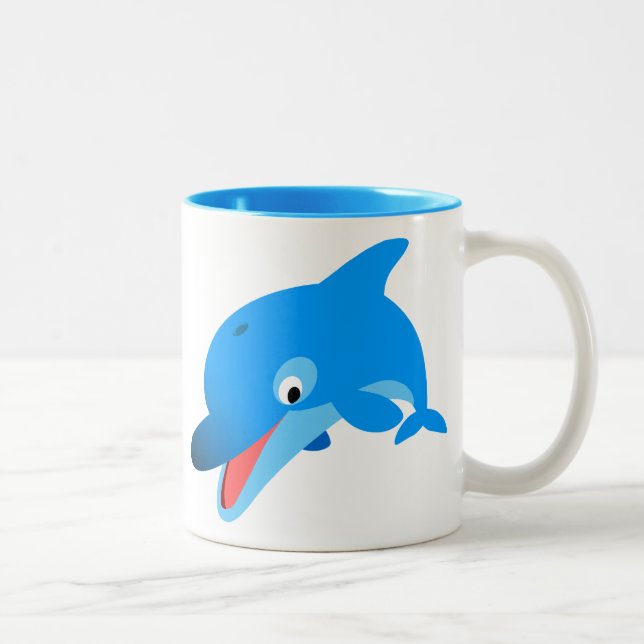 Mug de dauphin de dessin animé sautant mignon (Droit)