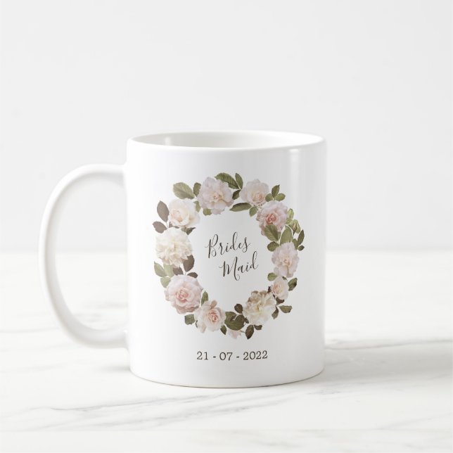 Mug de Demoiselle d'Honneur Mariage Roses Français (Gauche)