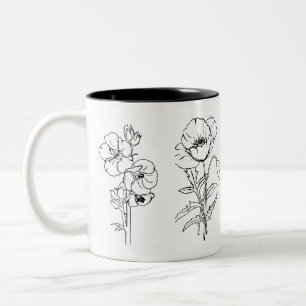 Mug de design floral noir et blanc