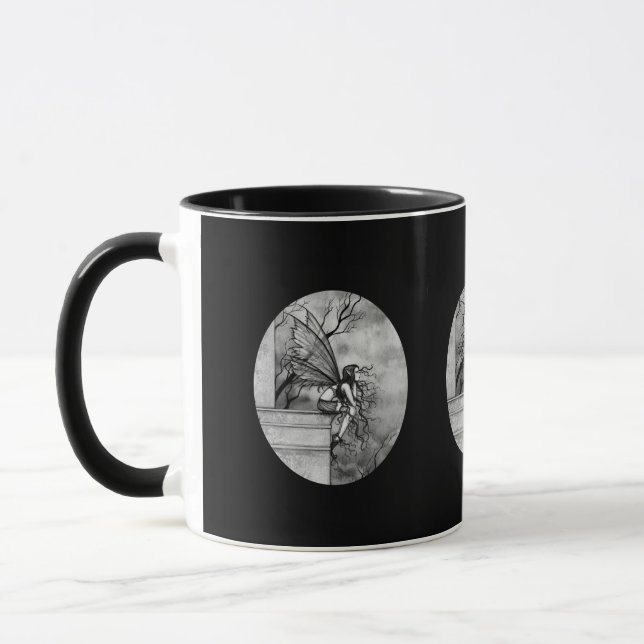 Mug de fée gothique noir et blanc, Coupe (Gauche)