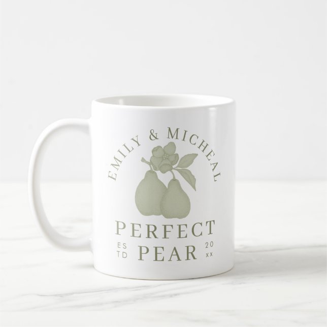 Mug de Fête de Fiançailles Parfait Poire Vert Saug (Gauche)