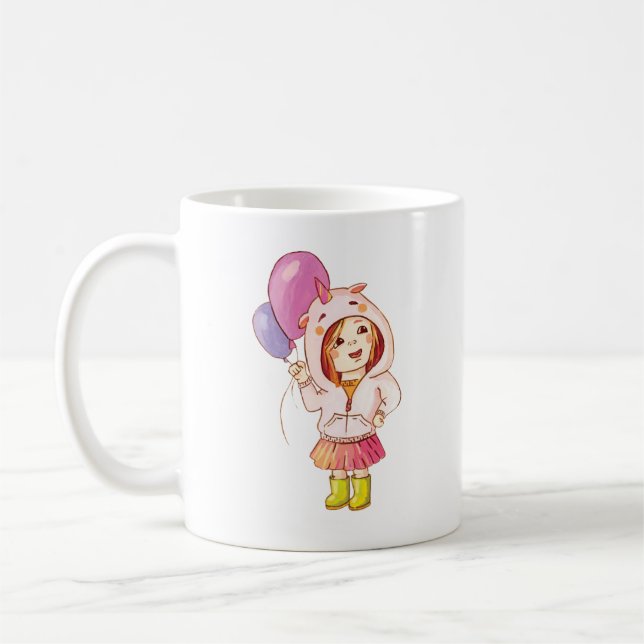 Mug de fête de fille licorne amusante (Gauche)