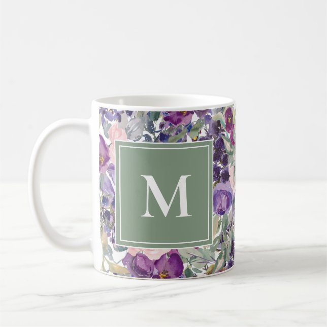 Mug de Feuilles verts rose vif rose violet (Gauche)