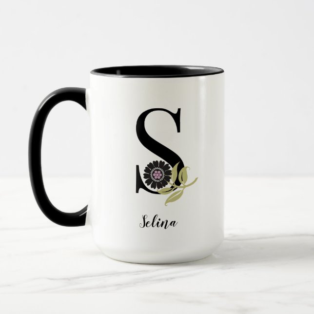 Mug de flamenco monogramme personnalisé (Gauche)