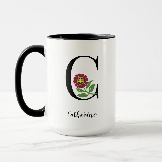 Mug de flamenco monogramme personnalisé (Gauche)