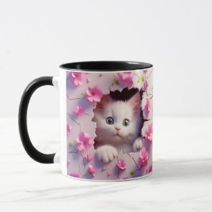Mug de fleur de chaton de poitrine