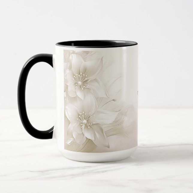 Mug de fleurs blanches ivoire (Gauche)