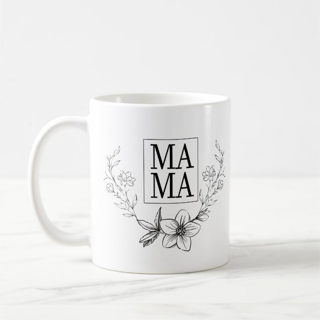 MUG DE FLEURS BLANCHES MAMA (Gauche)