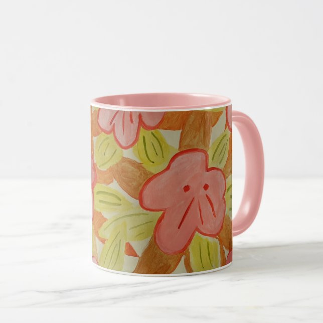 Mug de fleurs de couleur automne (Devant droit)