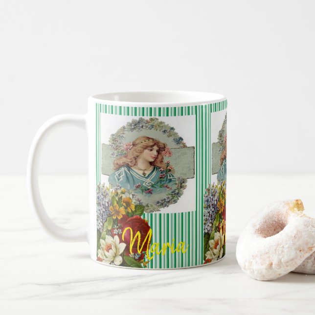 Mug de fleurs de dame victorienne (Avec donut)