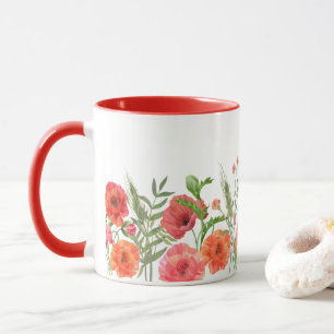 Mug de fleurs de pavot rouge
