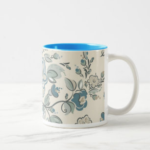 Mug de fleurs gris bleu