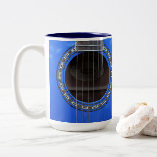 Mug de guitare acoustique bleu personnalisé