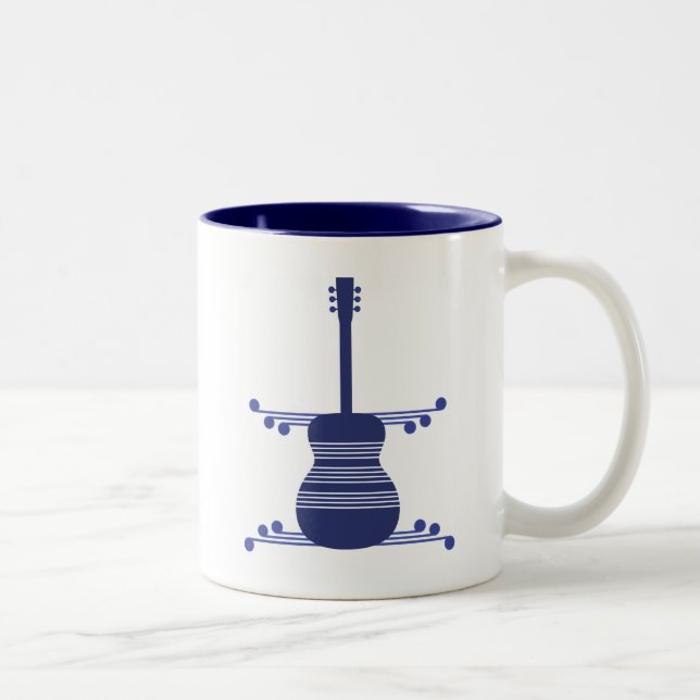 Mug de guitare rétro, bleu marine (Droit)