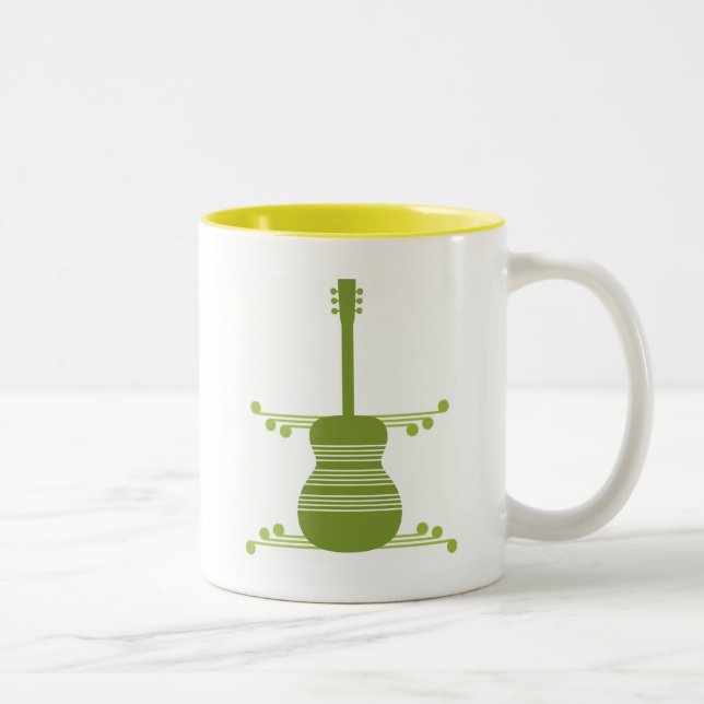 Mug de guitare rétro, vert olive (Droit)