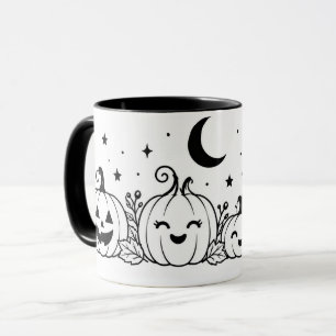 Mug de Halloween citrouille noir et blanc mignon