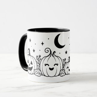 Mug de Halloween citrouille noir et blanc mignon