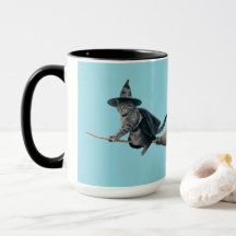 Mug de Halloween sorcière chat mignon tabby