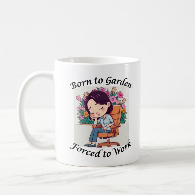 Mug de jardinage drôle – “Né pour jardiner... (Gauche)