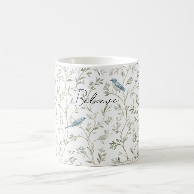 Mug De jolis oiseaux bleus croient  (Centre)