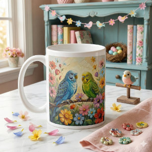 Mug De jolis perroquets bleus et verts personnalisés