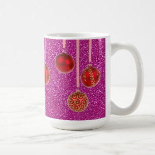 Mug de Joyeux Noël aux Paillettes Roses Rouges Bou