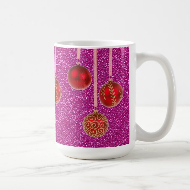Mug de Joyeux Noël aux Paillettes Roses Rouges Bou (Droite)