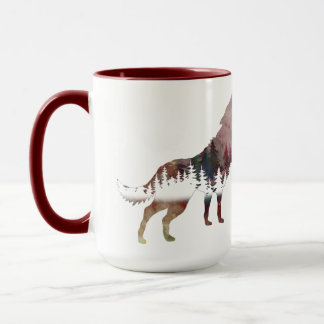 Mug de la faune de l'aquarelle hurlante Wolf