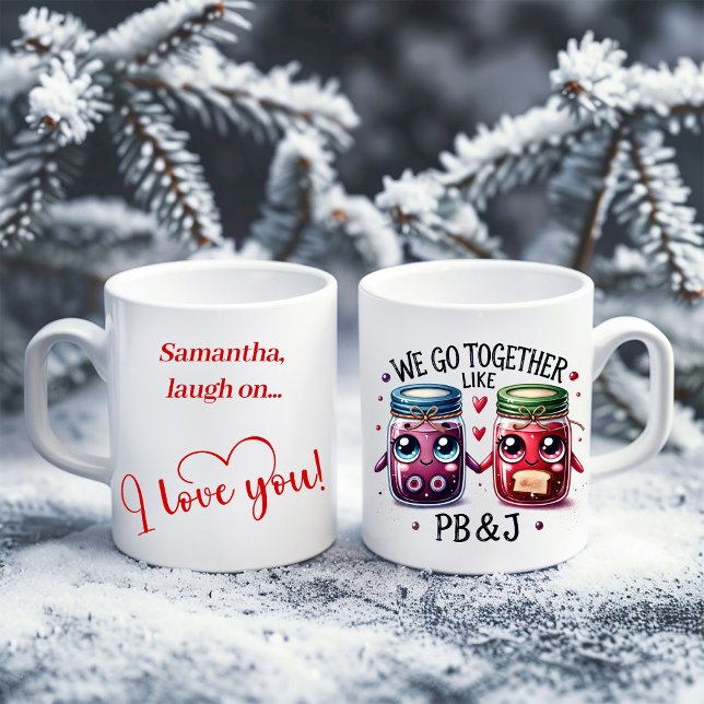 Mug de la Saint-Valentin avec nom personnalisé et  (Custom Name Valentine Mug Funny Food for Him)