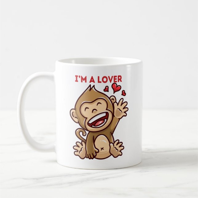 Mug de la Saint-Valentin avec un singe de dessin a (Gauche)