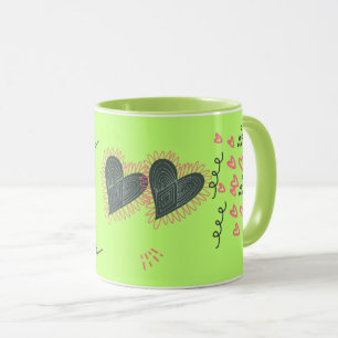 Mug de la Saint-Valentin Cœurs doux et tournesols