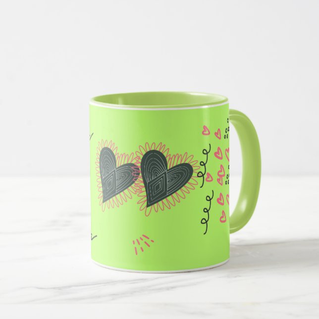 Mug de la Saint-Valentin Cœurs doux et tournesols (Devant droit)