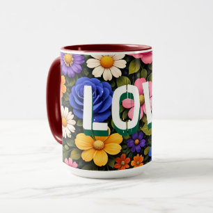 Mug de la Saint-Valentin motif floral Love Text