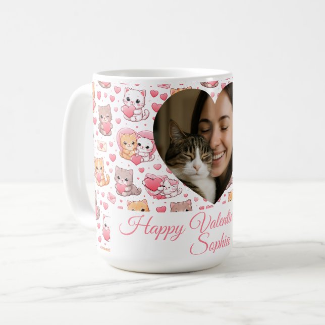 Mug de la Saint-Valentin personnalisé pour chat av (Devant gauche)