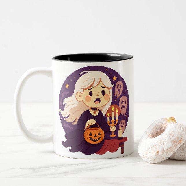Mug de la sorcière Halloween mignonne et horrible  (Avec donut)