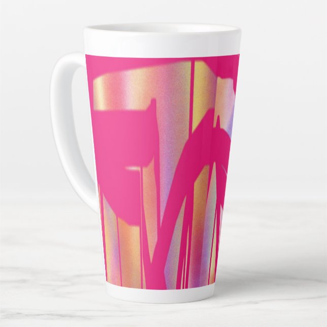 Mug de latte d'art rose chaud (Angle gauche)
