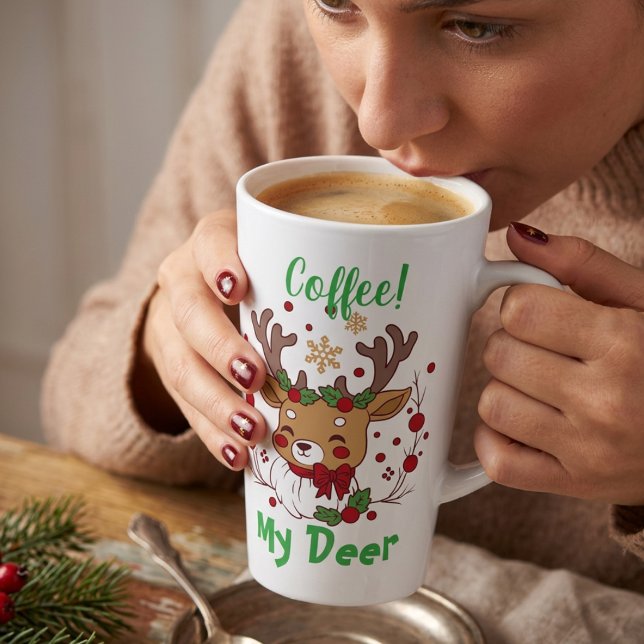 Mug de latte de cerf de café vert et marron DRÔLE (Créateur téléchargé)