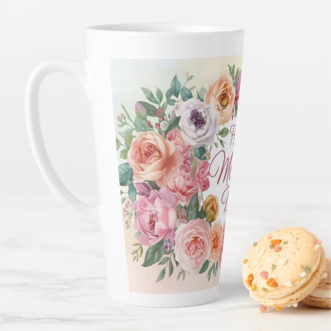 Mug de latte fleuri pour la fête des mères (En situation)