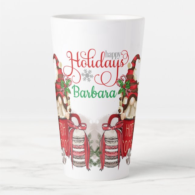 Mug de latte personnalisé Gnomes de vacances au ca (Devant)