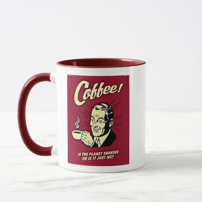 Mug de l'homme à boire du café rétro (Gauche)