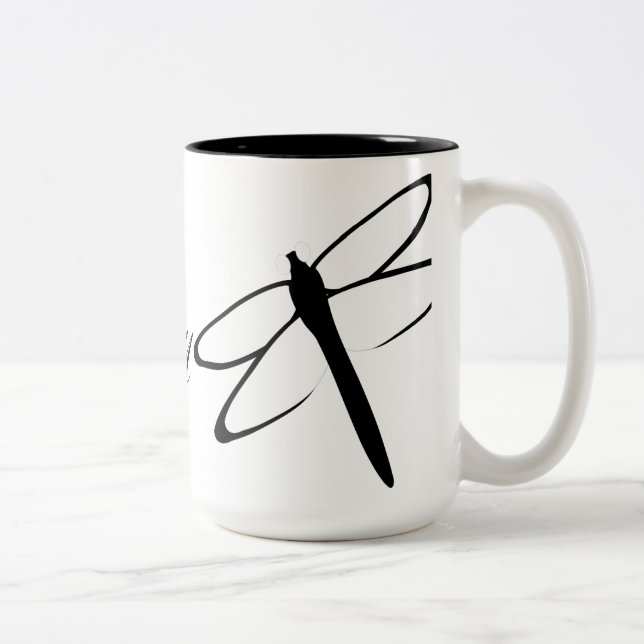 Mug de libellule noir et blanc monogramme (Droit)