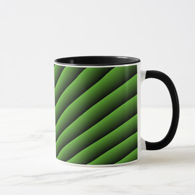 Mug de lignes ondulées vertes hypnotiques (Droite)