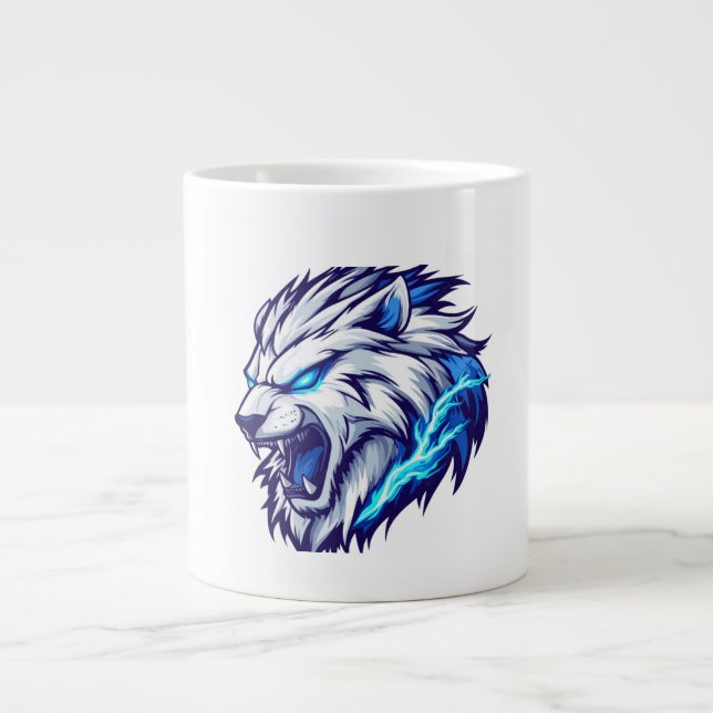 Mug de lion torride électrique - bleu gras (Devant)